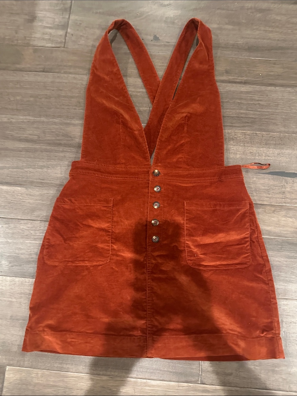 Free People Burnt Orange Corduroy Pinafore Mini Dress